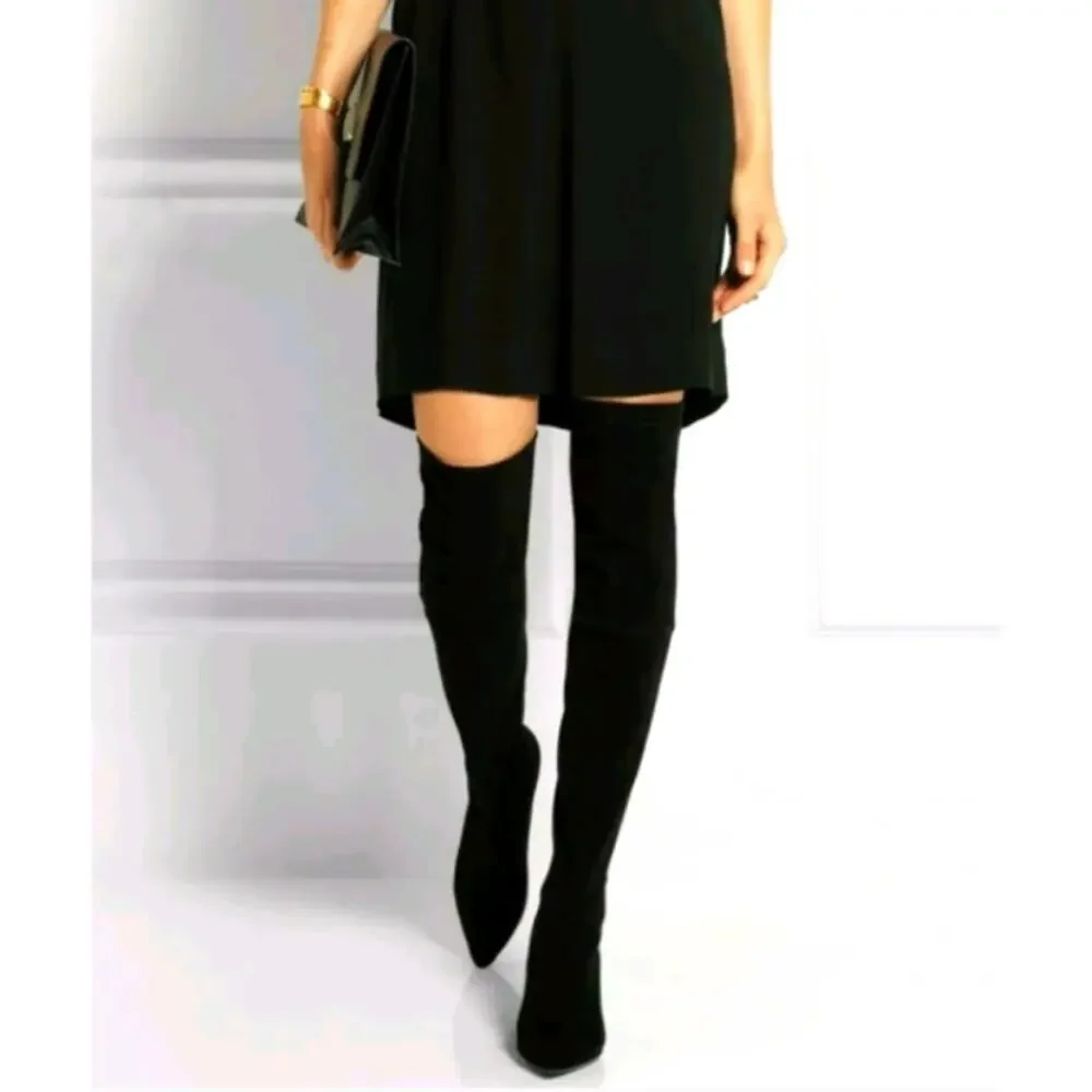 Nicholas Kirkwood Over The Knee Suede‎ Boots Women EU 38 US 8 Studded Gold Heel